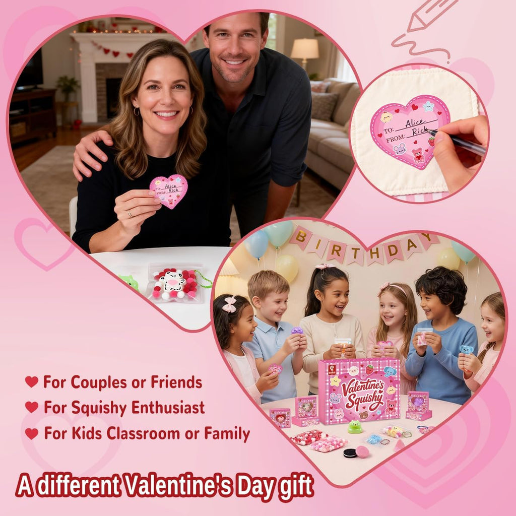 24-Pack Mini Taba Squishy Toys with Gift Box and Valentine Cards