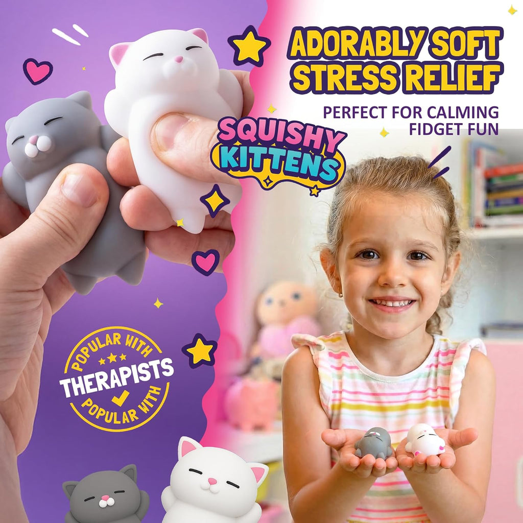 Squishy Cat Set - 2" Soft Silicone Kawaii Kitties, Top Stress Relief Toy 2026 Unique Gifts for Teens Kids Women Men Adults Best Teenage Girls Teen Boy Tween Christmas Stocking Stuffers Idea
