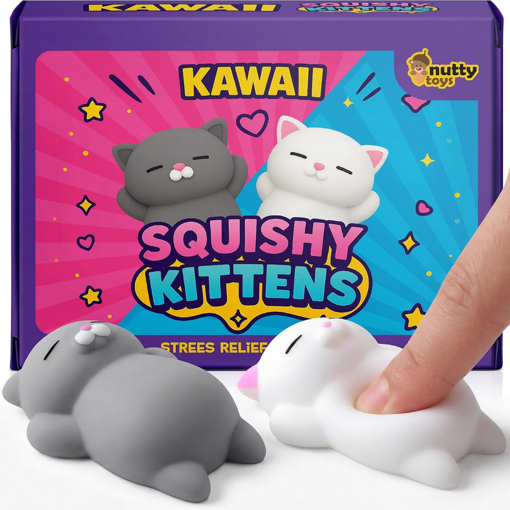Squishy Cat Set - 2" Soft Silicone Kawaii Kitties, Top Stress Relief Toy 2026 Unique Gifts for Teens Kids Women Men Adults Best Teenage Girls Teen Boy Tween Christmas Stocking Stuffers Idea