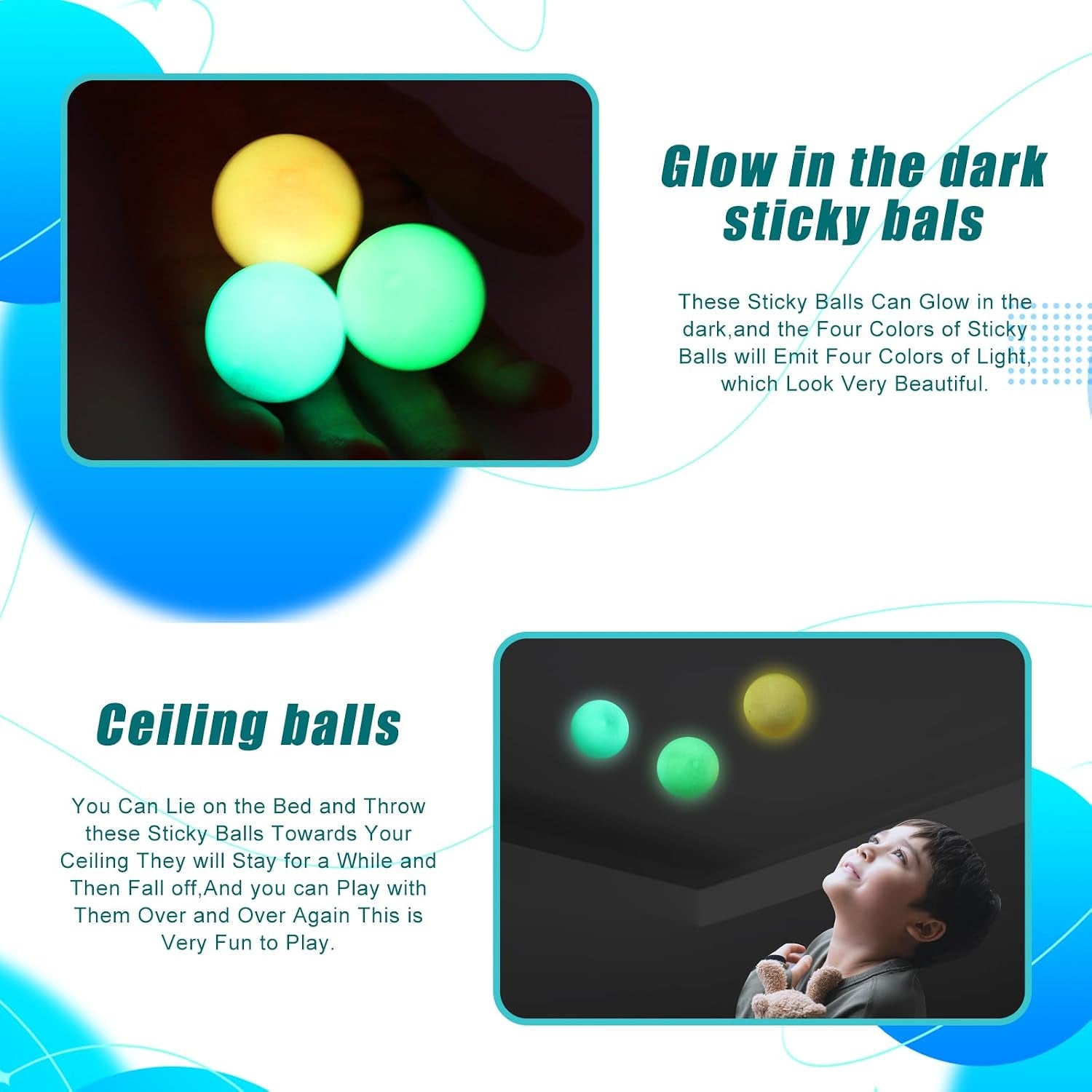 3-Pack Glow-in-the-Dark Sticky Dream Balls – Ceiling Fidget Toys
