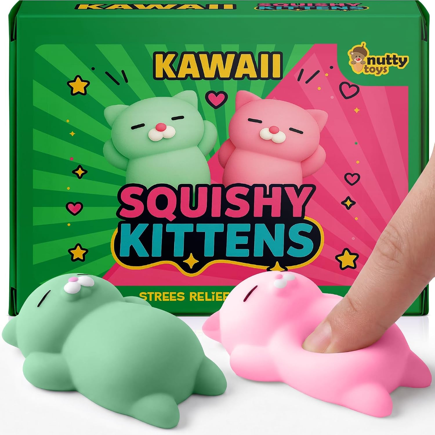 Kawaii Squishy Cat Set – Cute Christmas Stocking Stuffers