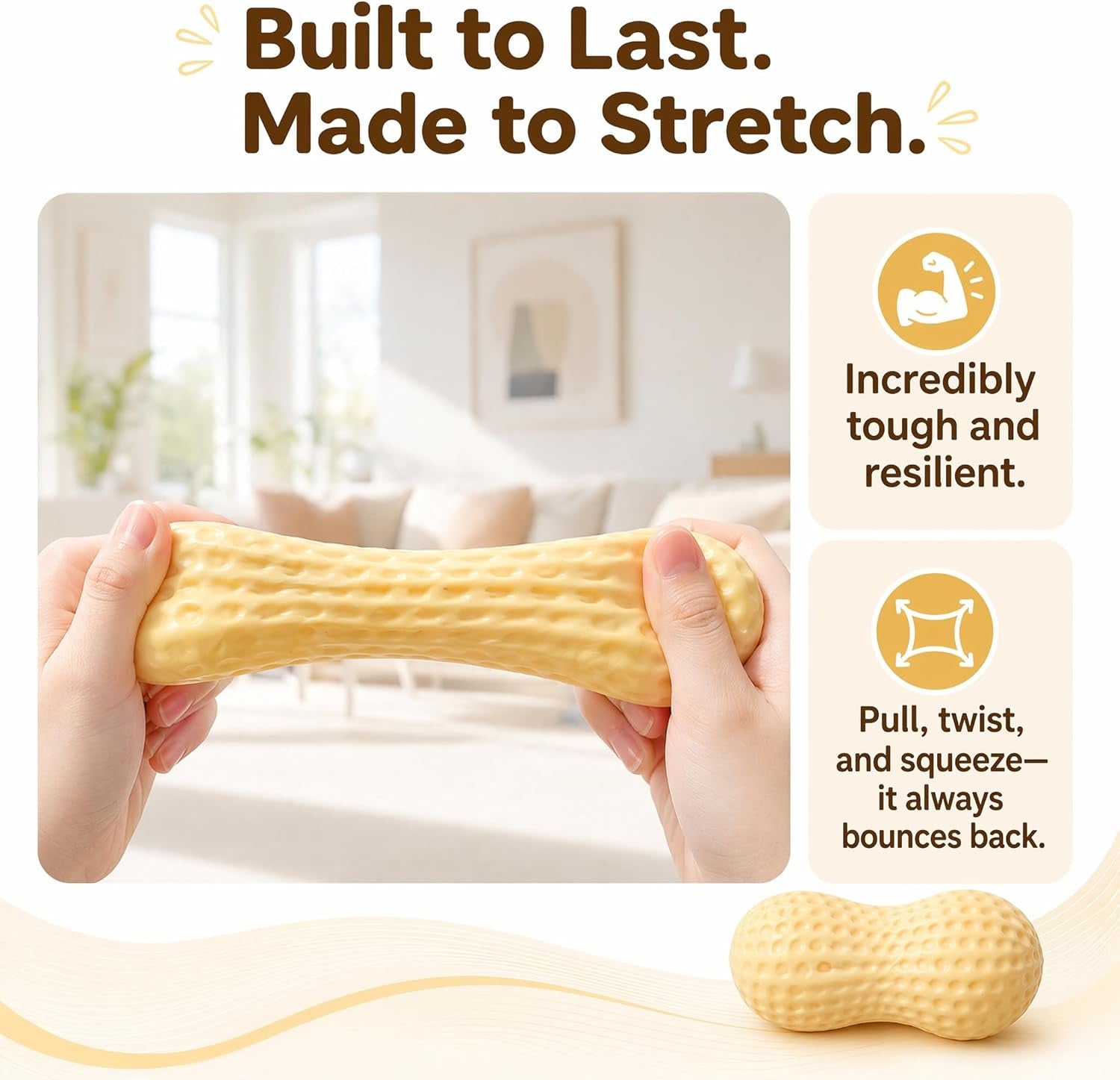 2Pcs Peanut Squishy Fidget Toys,Slow Rise Squeeze Toys for Stress Relief | Soft Stretchy Peanut Squishy,Slow Rising Squishy Toys,Fun Squeezy Sensory Toys,Stress Anxiety Party Favors Gift for Adult Kid