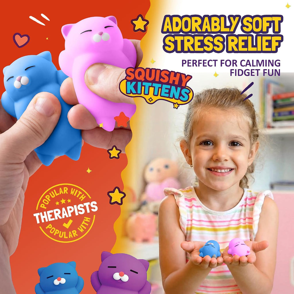 2-Inch Kawaii Squishy Cat Set – Stress Relief Toys and Gifts