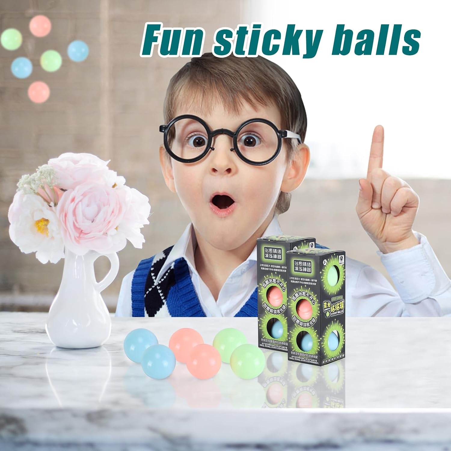 3-Pack Glow-in-the-Dark Sticky Dream Balls – Ceiling Fidget Toys