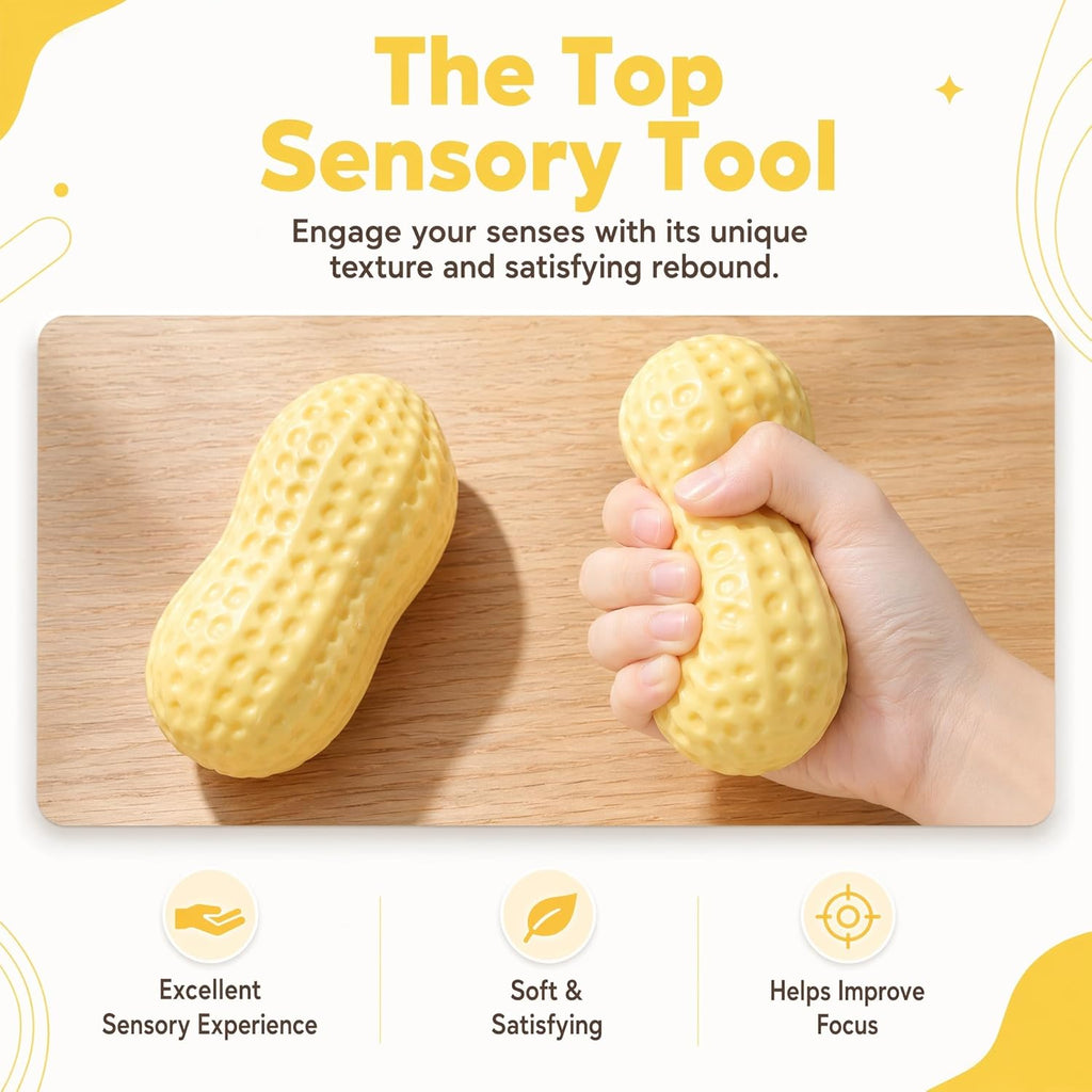 2Pcs Peanut Squishy Fidget Toys,Slow Rise Squeeze Toys for Stress Relief | Soft Stretchy Peanut Squishy,Slow Rising Squishy Toys,Fun Squeezy Sensory Toys,Stress Anxiety Party Favors Gift for Adult Kid