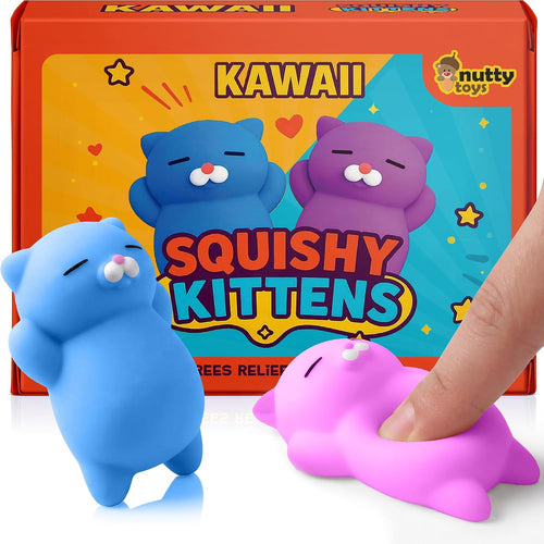 2-Inch Kawaii Squishy Cat Set – Stress Relief Toys and Gifts