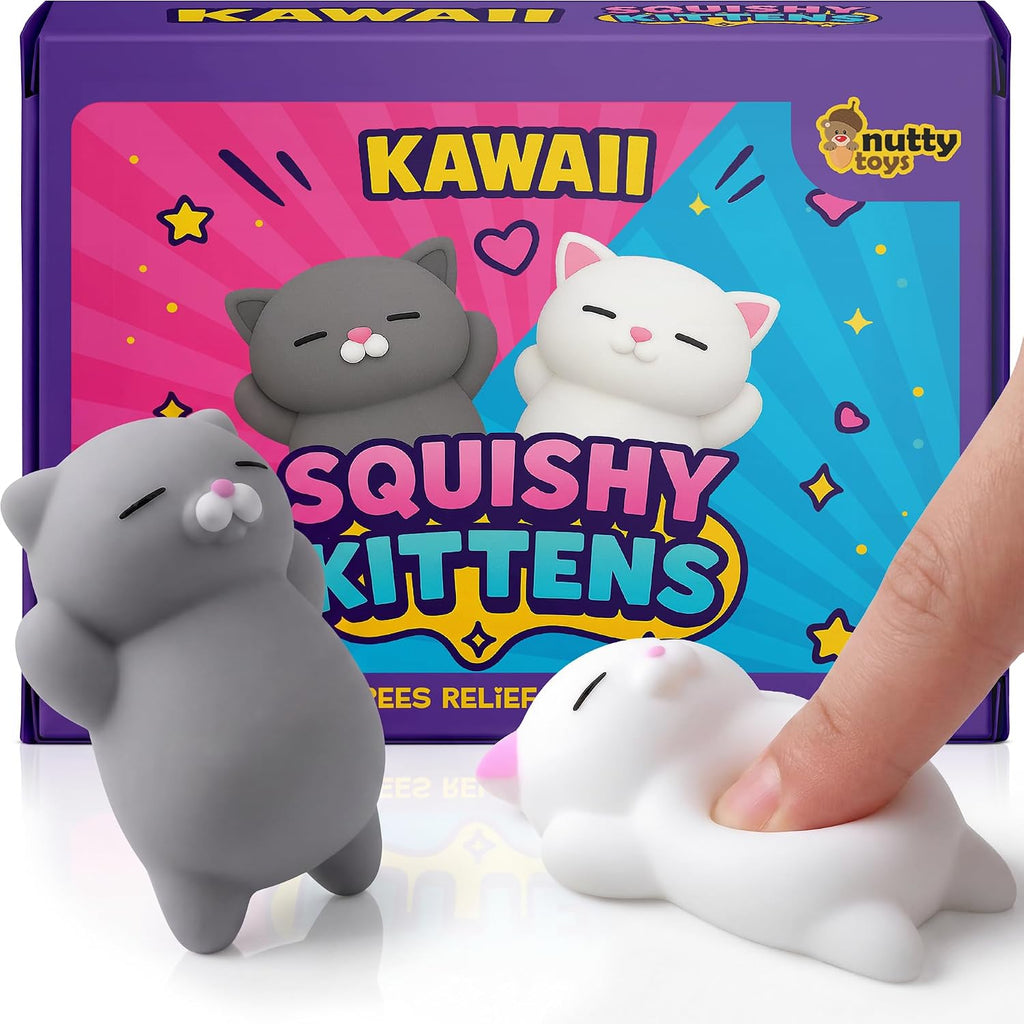 Squishy Cat Set - 2" Soft Silicone Kawaii Kitties, Top Stress Relief Toy 2026 Unique Gifts for Teens Kids Women Men Adults Best Teenage Girls Teen Boy Tween Christmas Stocking Stuffers Idea