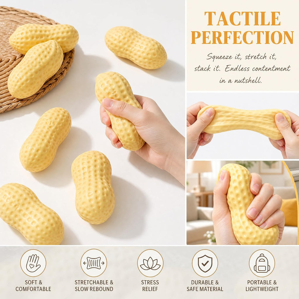 2Pcs Peanut Squishy Fidget Toys,Slow Rise Squeeze Toys for Stress Relief | Soft Stretchy Peanut Squishy,Slow Rising Squishy Toys,Fun Squeezy Sensory Toys,Stress Anxiety Party Favors Gift for Adult Kid