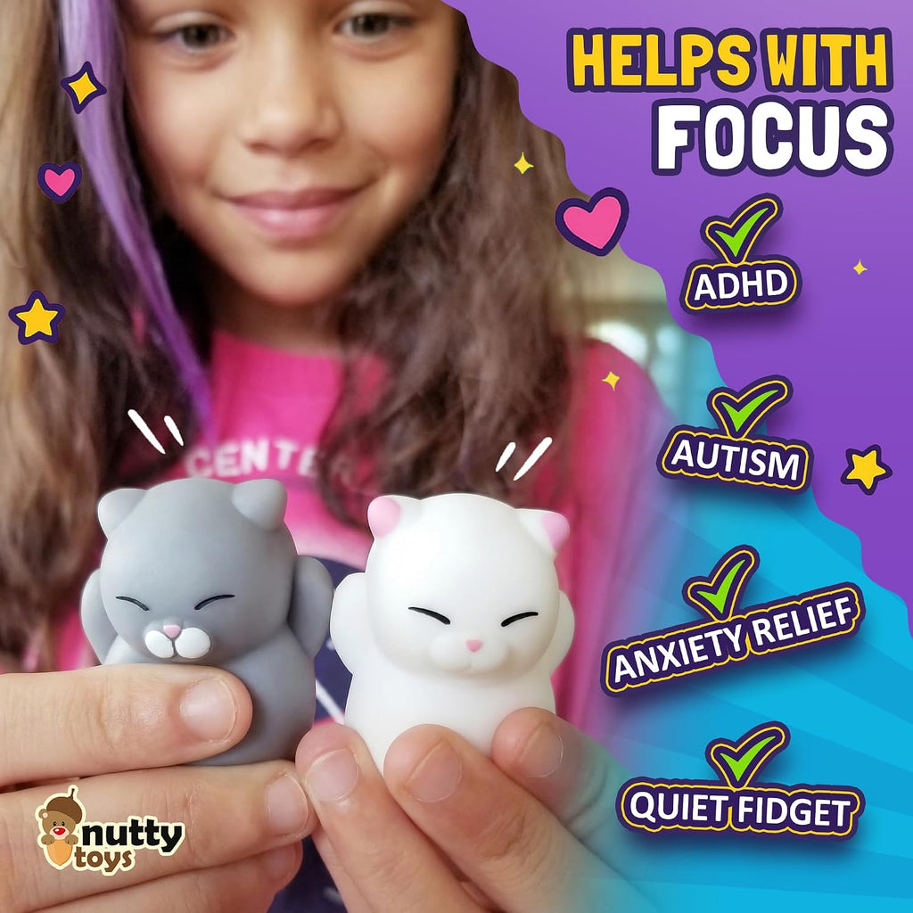 Squishy Cat Set - 2" Soft Silicone Kawaii Kitties, Top Stress Relief Toy 2026 Unique Gifts for Teens Kids Women Men Adults Best Teenage Girls Teen Boy Tween Christmas Stocking Stuffers Idea