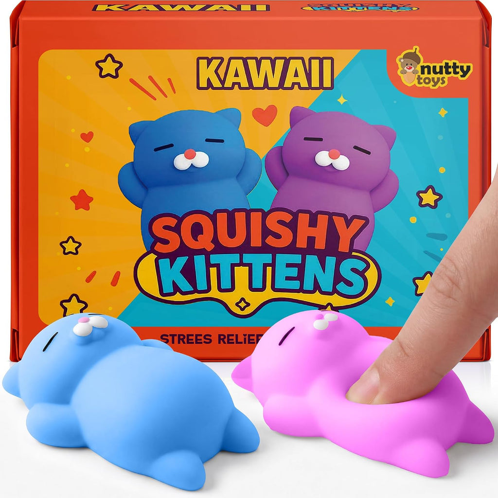 2-Inch Kawaii Squishy Cat Set – Stress Relief Toys and Gifts