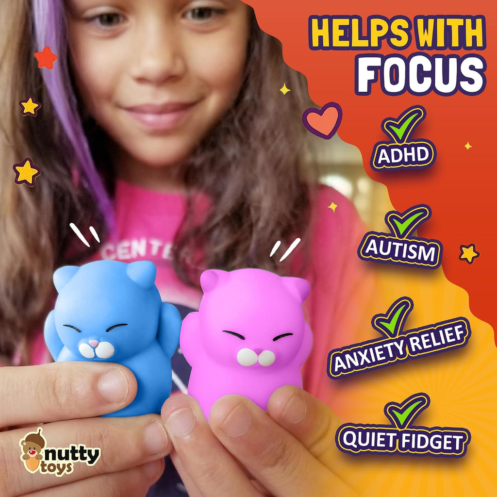 2-Inch Kawaii Squishy Cat Set – Stress Relief Toys and Gifts