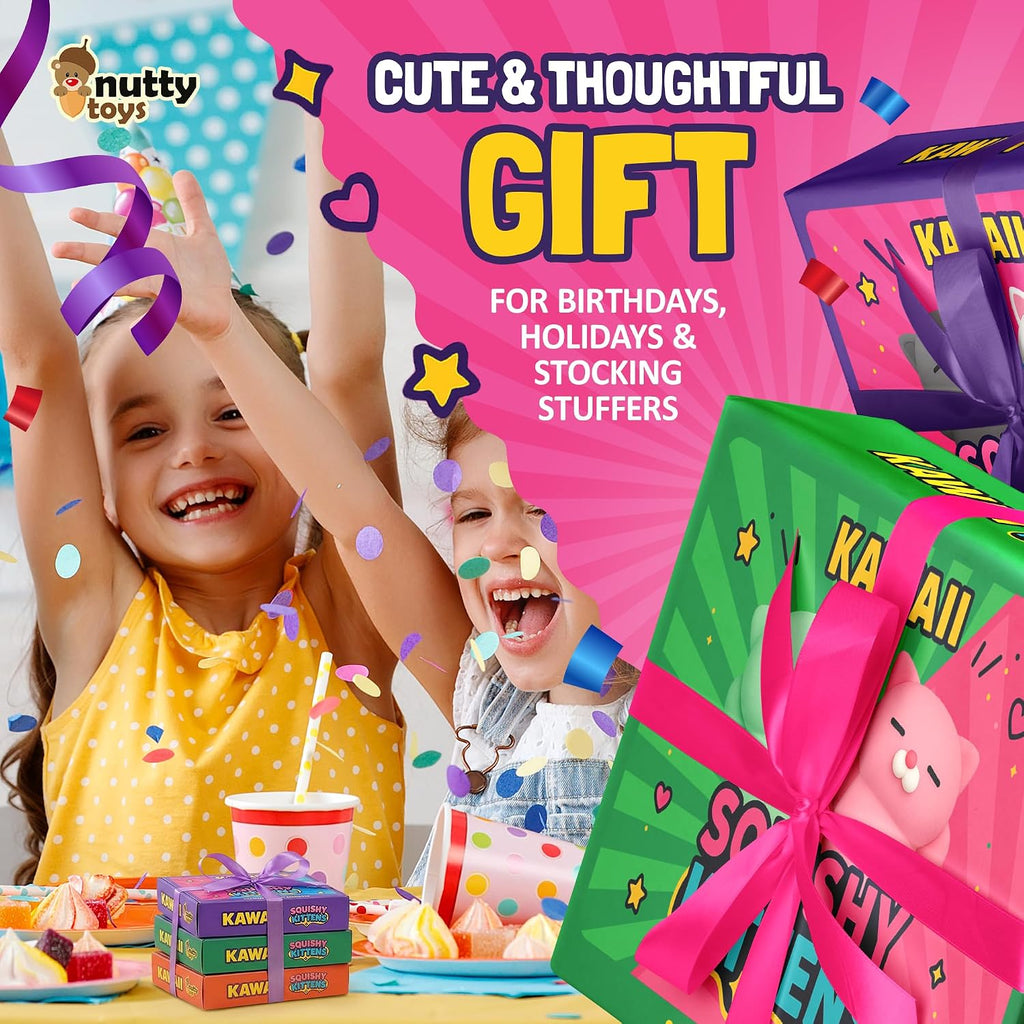 Kawaii Squishy Cat Set – Cute Christmas Stocking Stuffers