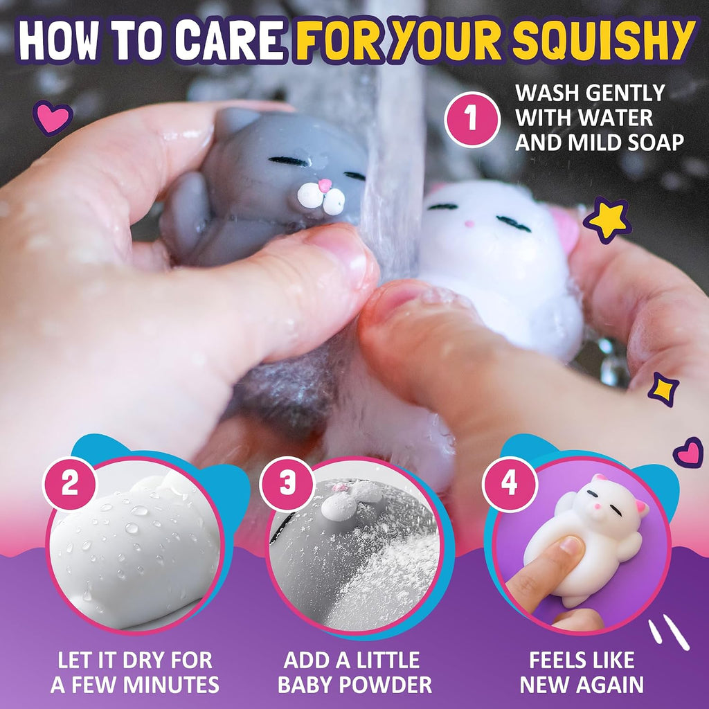 Squishy Cat Set - 2" Soft Silicone Kawaii Kitties, Top Stress Relief Toy 2026 Unique Gifts for Teens Kids Women Men Adults Best Teenage Girls Teen Boy Tween Christmas Stocking Stuffers Idea