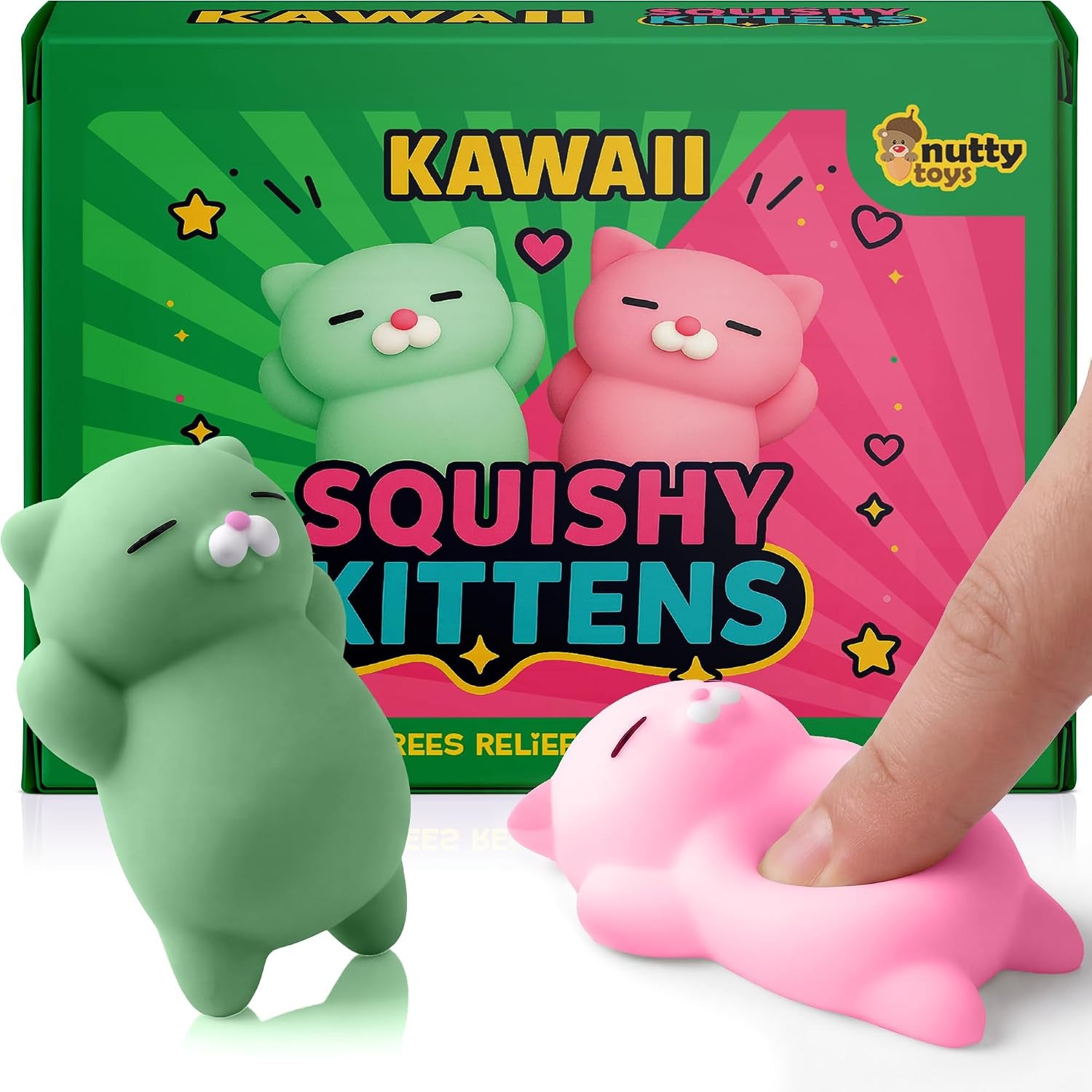 Kawaii Squishy Cat Set – Cute Christmas Stocking Stuffers