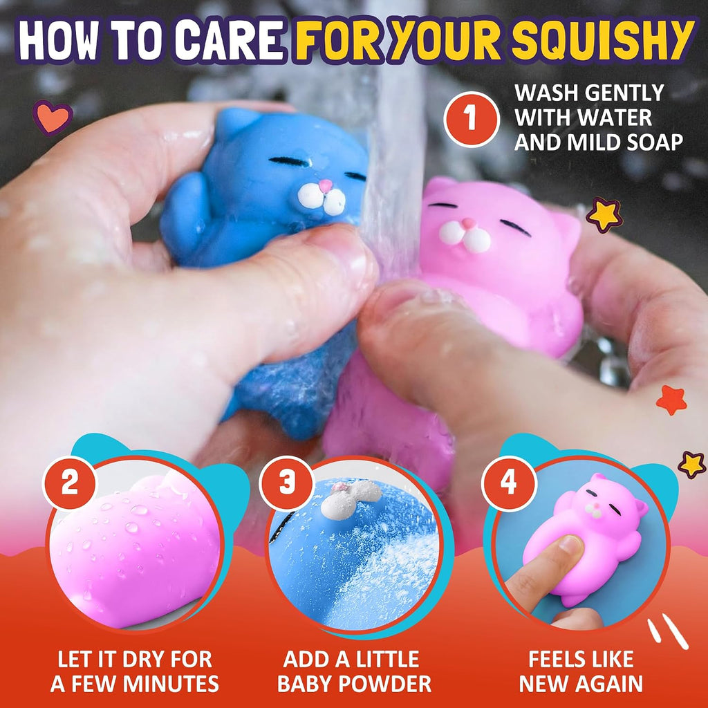 2-Inch Kawaii Squishy Cat Set – Stress Relief Toys and Gifts