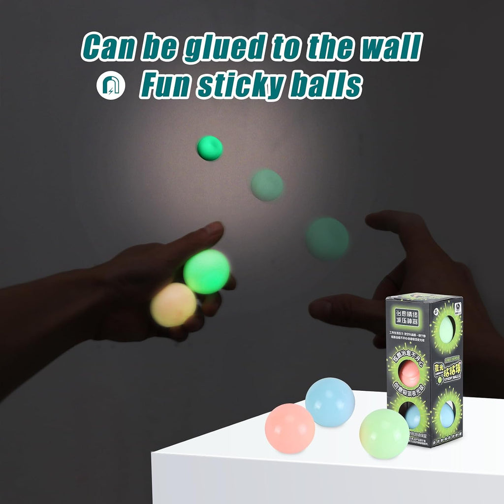 3-Pack Glow-in-the-Dark Sticky Dream Balls – Ceiling Fidget Toys