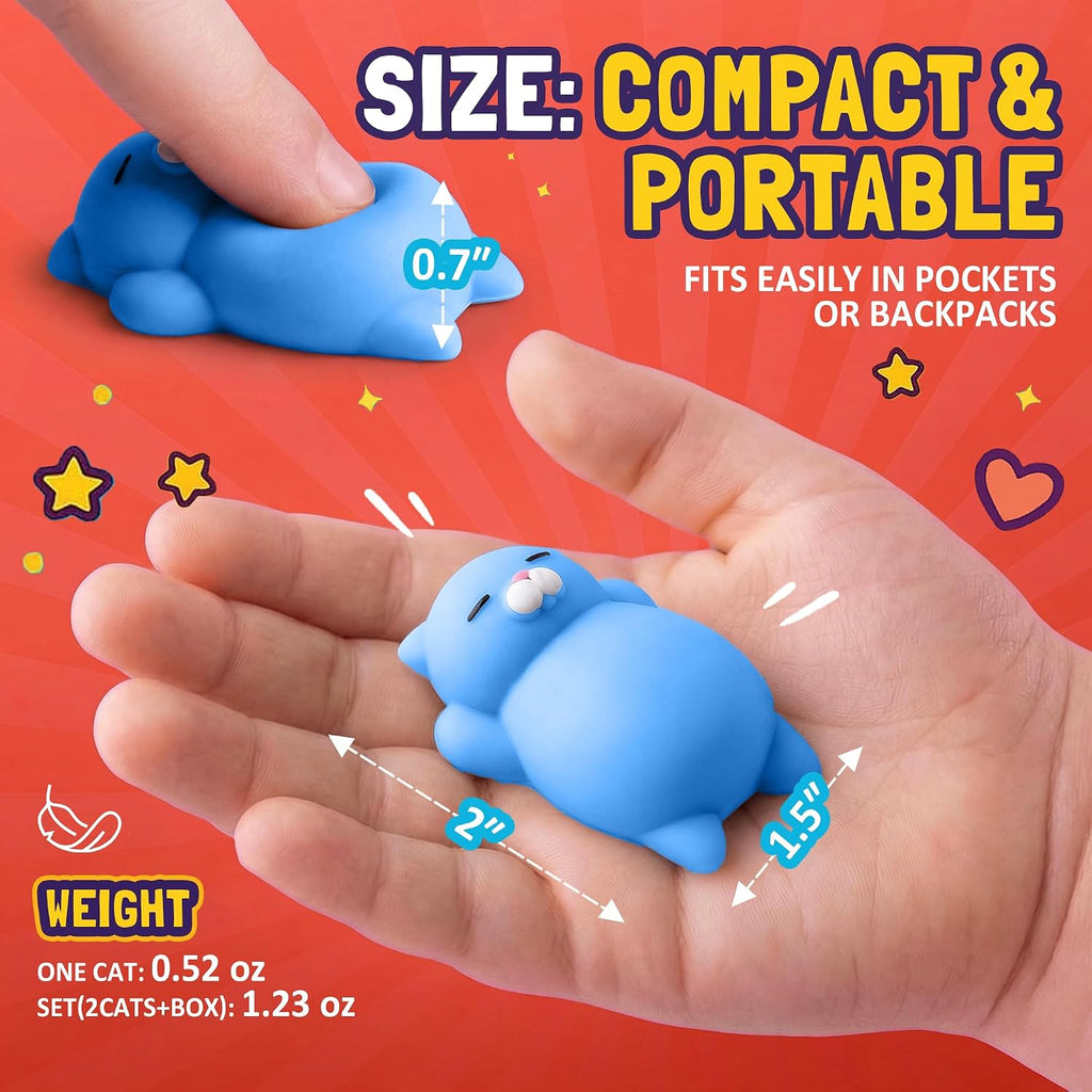 2-Inch Kawaii Squishy Cat Set – Stress Relief Toys and Gifts